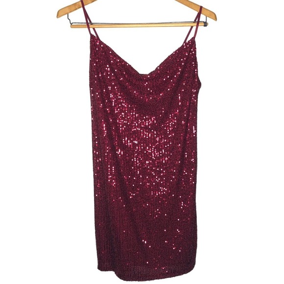 BEBOP garnet red sequin mini dress, Junior Large - Picture 1 of 8
